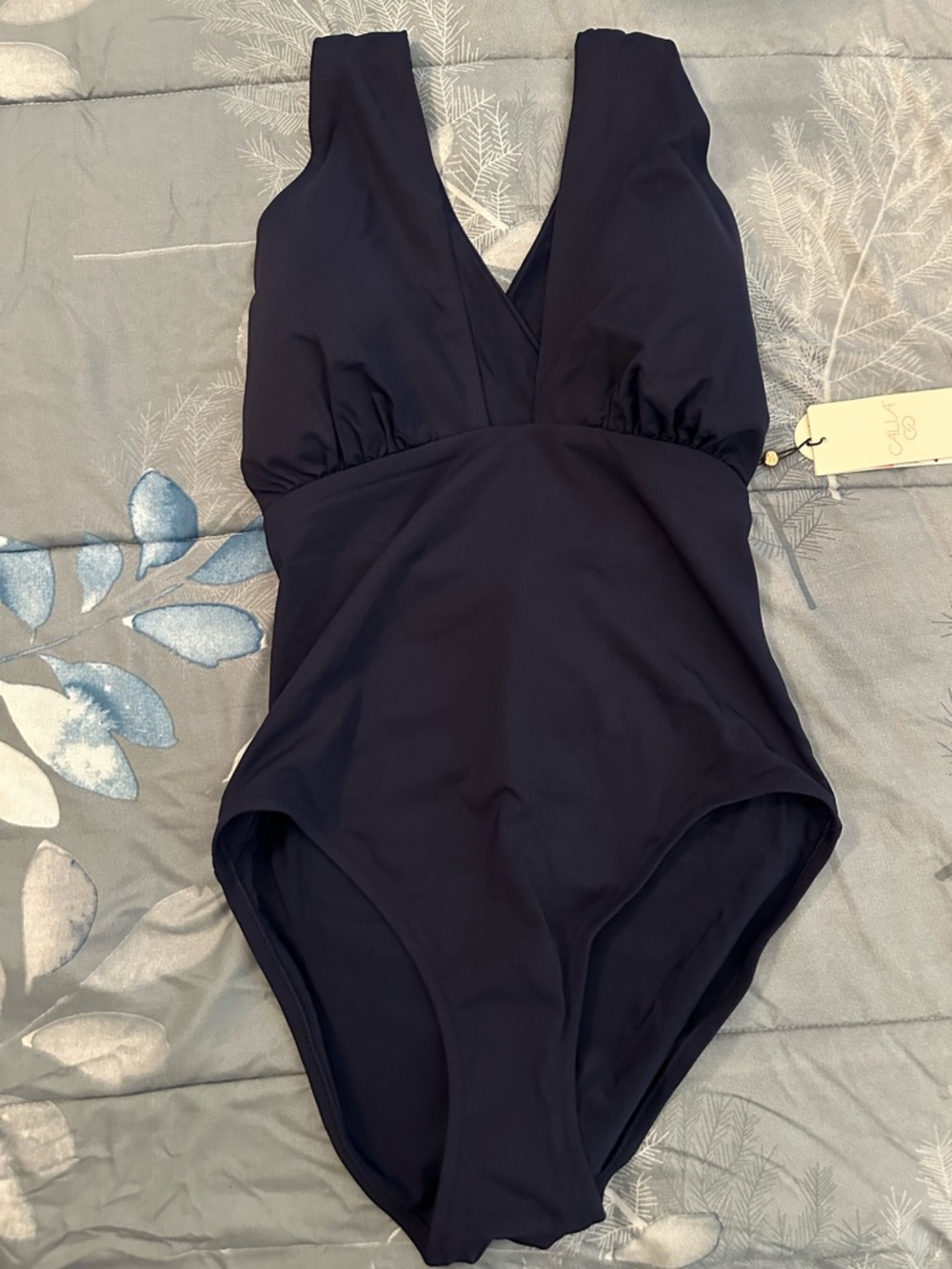 CALIA by Carrie Underwood Navy One-Piece Swimsuit with V-Neck Sz 10